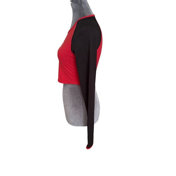 Young & Reckless RCKLSS Womens Red & Black Crop Top Long Sleeve Medium Nylon Spa - Picture 3 of 6